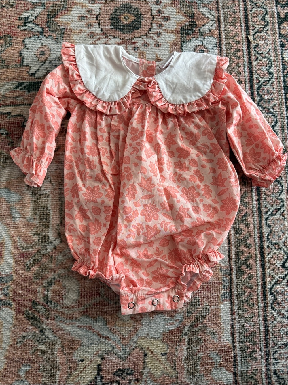Stitch Fish Fall Leaves Orange Ruffle-Collar Baby Bubble